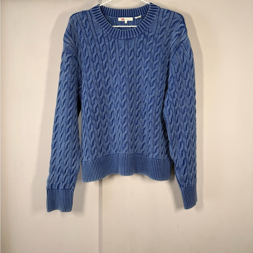 Levi's Classic Blue Cable Knit Boyfriend Sweater